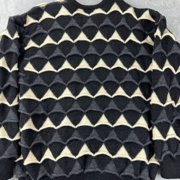 Vintage Coogi Australia Men's Size XL Pure Wool Knit Sweater Black / Cream - Picture 8 of 14